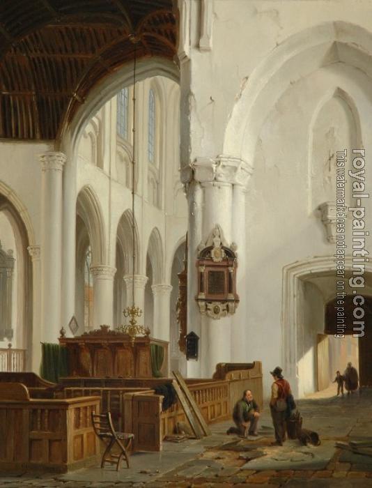 Bartholomeus Johannes Van Hove : Interieur van de Grote Kerk in Den Haag